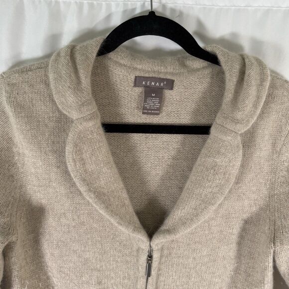 Kenar Sweater Cardigan Women's Medium Cream Rabbit Hair Lambs Wool Collared - Picture 2 of 13